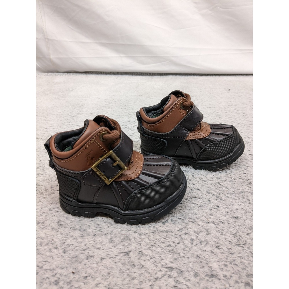 New Polo Ralph Lauren Chocolate/Tan Dover RF102157 Toddler‎ Size US 4 NIB